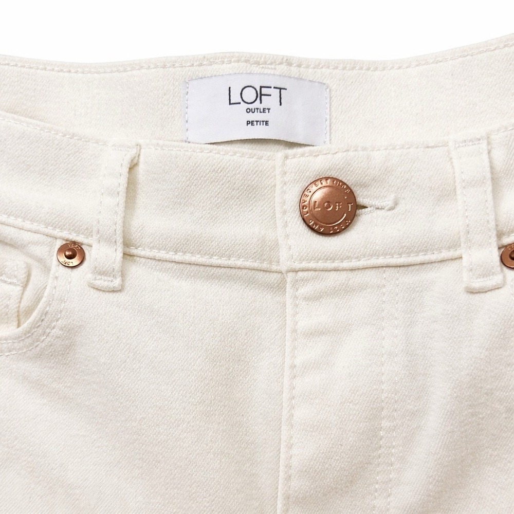 LOFT OOP Cream Wide Leg Jeans Petite High Rise 26 Inseam - Picture 4 of 6